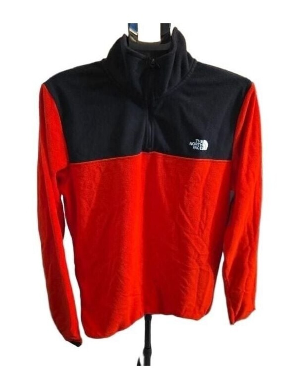 The North Face Men's Glacier 1/4-Zip Fleece Pullover Red Black Size M